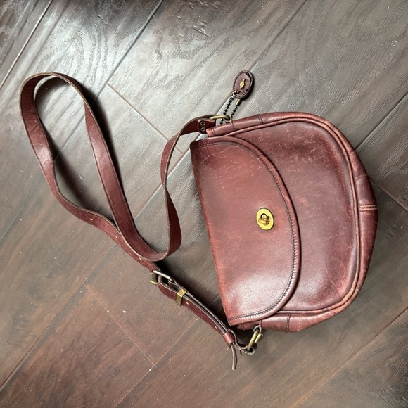 Vintage roots genuine leather Burgundy brown Crossbody Bag boho artsy western - Picture 7 of 10